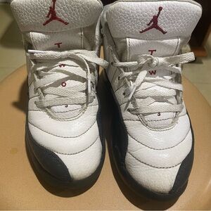 Air Jordan 12 White and Black Kids Sneakers Retro
